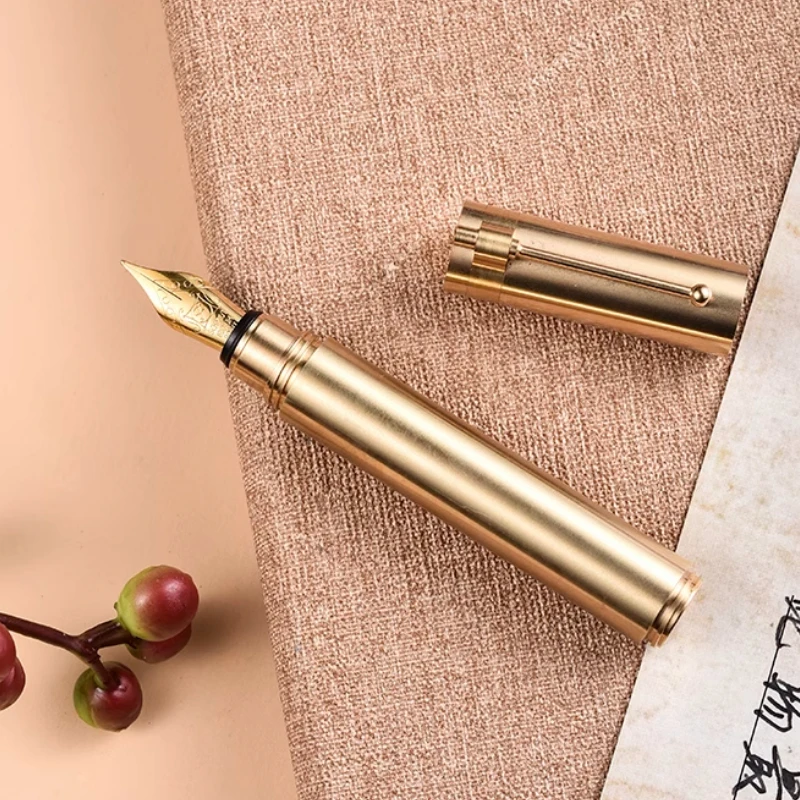 Luxury Brass Metal Mini Portable Shott Fountain Pen  Germany Schmidt EF F 0.38 0.5mm Nib Practicing Office Writing Ink Pens