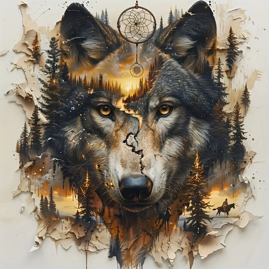 Adults Paint By Number Gray Wolf Theme Drawing on Canvas HandPainted Art DIY Pictures By Numbers Kit Home Decor