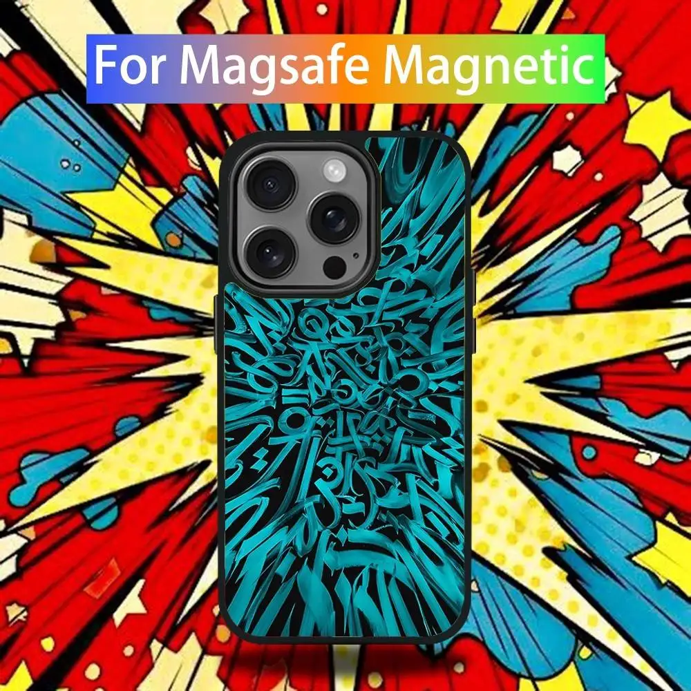 P-Pokras L-Lampas Art Etui na telefon iPhone 16,15,14,13,12,11,Pro,Max,Plus,Mini,SE4,E Magnetyczne bezprzewodowe ładowanie Magsafe