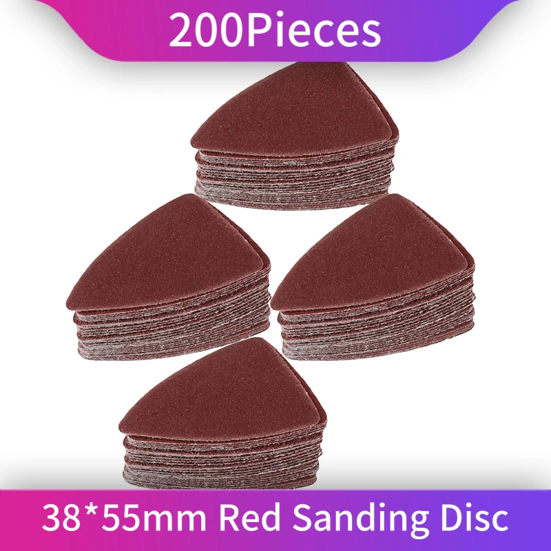 

200pcs Sanding Disc 55x38mm Finger Detail Sander Assorted 60/80/120/180/240 Grits(40Pcs of Each) for Wood, Furniture, Metal