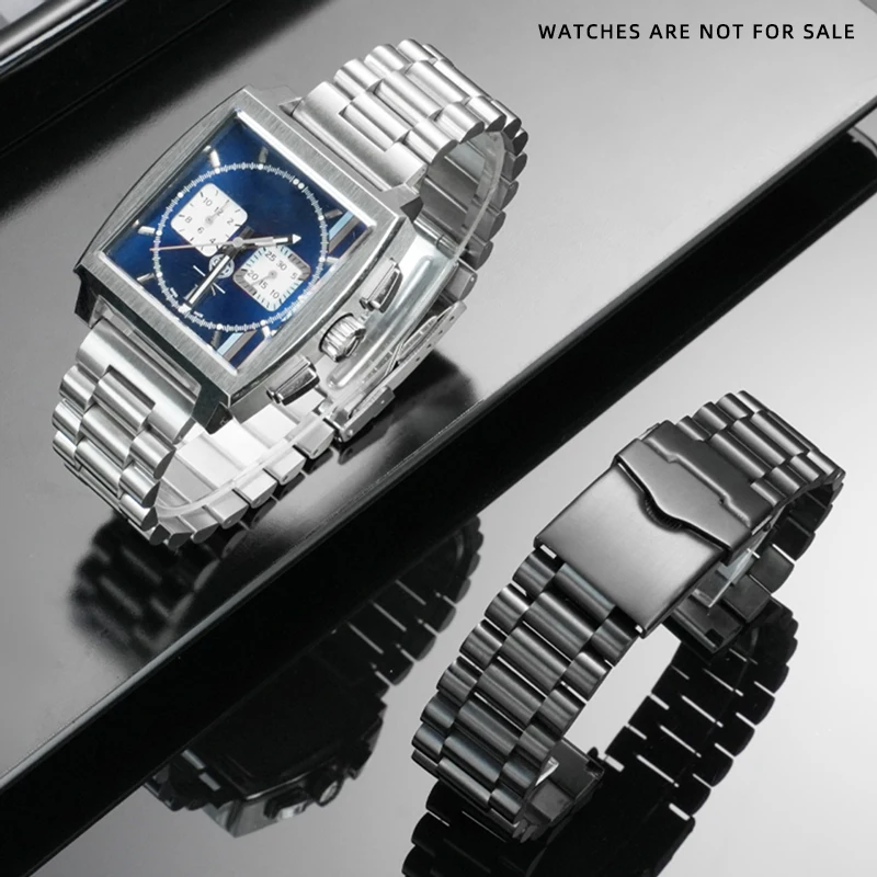 Pulseira de aço inoxidável sólido para tag heuer f1 pulseira de relógio extremidade plana botão implantação fivela acessórios masculinos 20mm 22mm