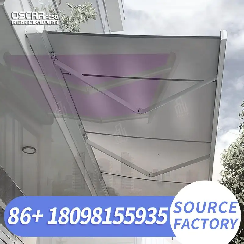 Motorized Retractable Aluminum Sun Shade Foldable Canopy for Patio Outdoor at European Gardens Retractable Awning