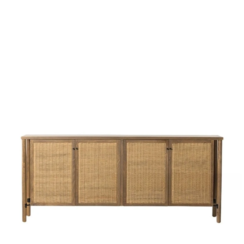 

Japanese-style solid style dining side cabinet Nordic homestay style retro rattan oak four-door chest cabinet