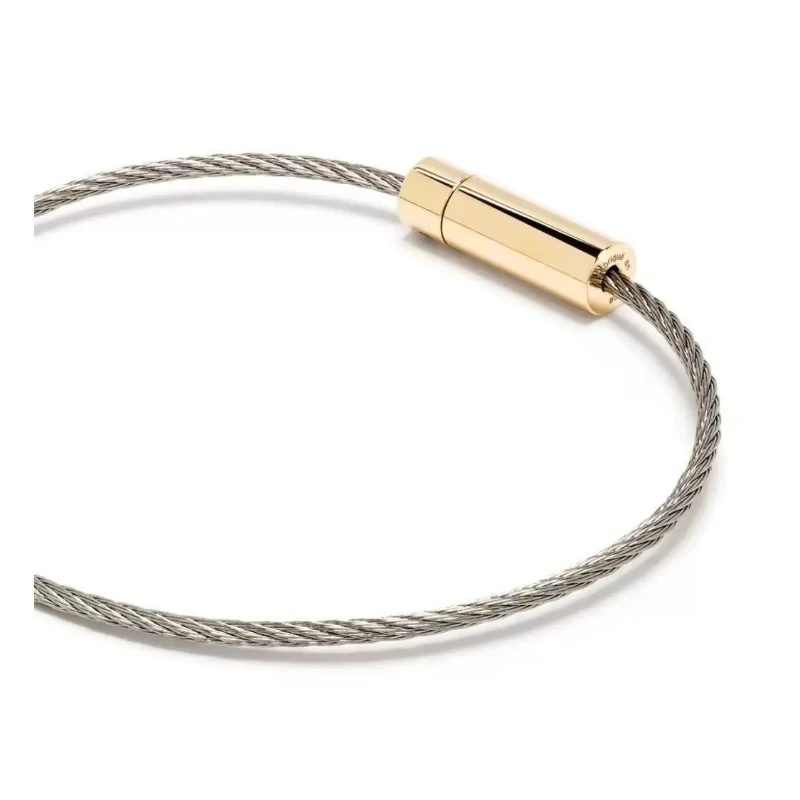 LE This Stylish Silver Two-Tone Pendant Paired with a 925 Gold Cord Bracelet Makes a Luxurious Gift for French Couples Jewelry
