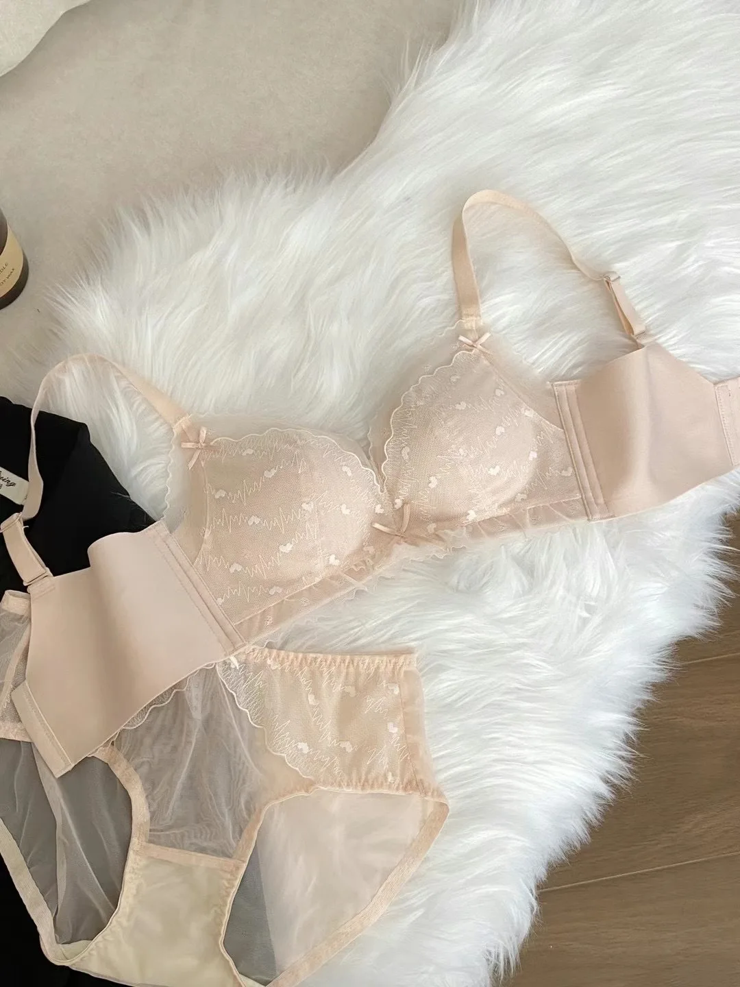 Gathering Adjustable Lace Bra Set Comfortable Without Steel Ring to Collect Bylap Girls Underwear Anti-Sagging Sweet Lace Bra