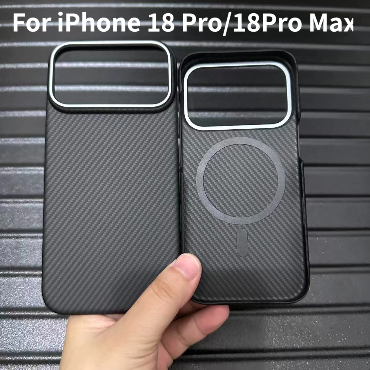 600D magnetic PC case for iPhone 18 Pro Max wireless charging shockproof case for Magsafe magnetic luxury carbon fiber pattern