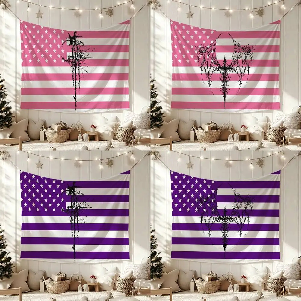 Gothic Cyber Sigil Cross Flag Digital Printing Banner for Garage Wall Out Door Decoration