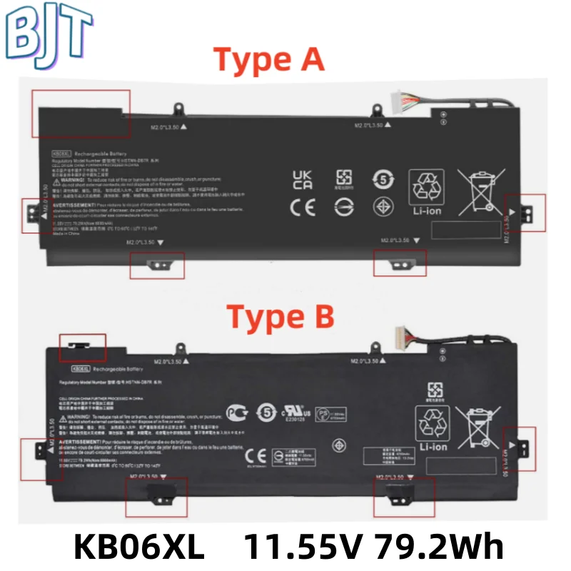 11.55V 79.2Wh New KB06XL Laptop Battery For HP Spectre X360 15-BL 15-BL002XX 15-bl000na HSTNN-DB7R 902499-855 TPN-Q179