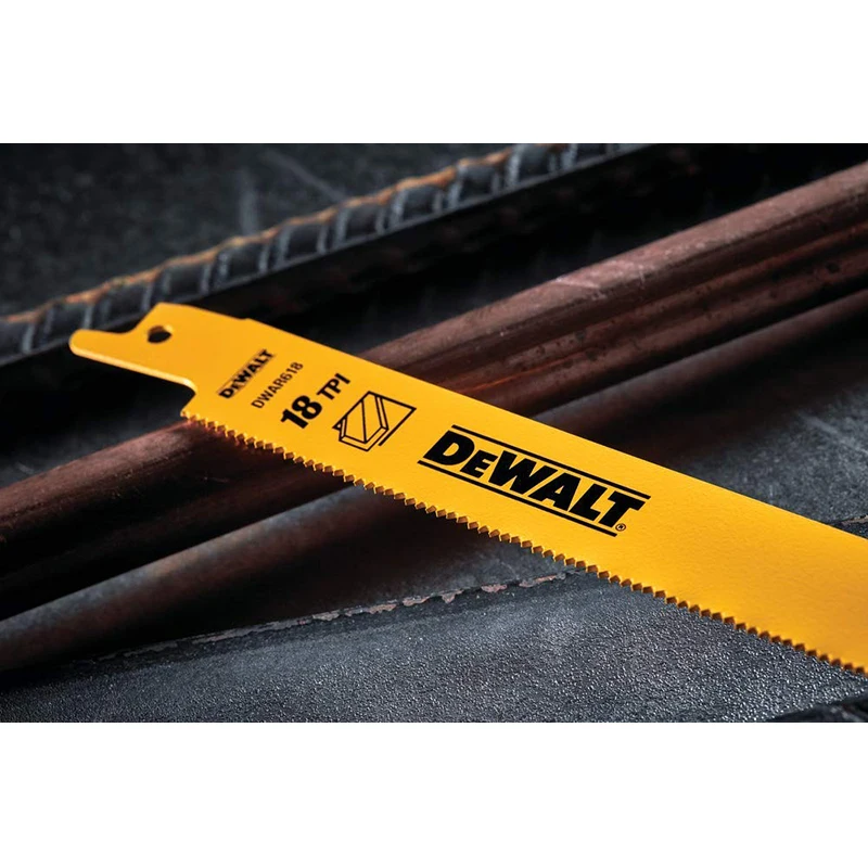 DEWALT DW4811 Reciprocating Saw Blades Bi-Metal 6-Inch 18 TPI Metal Cable Steel Pipe Aluminum Cutting Saw Blades 5-Pack