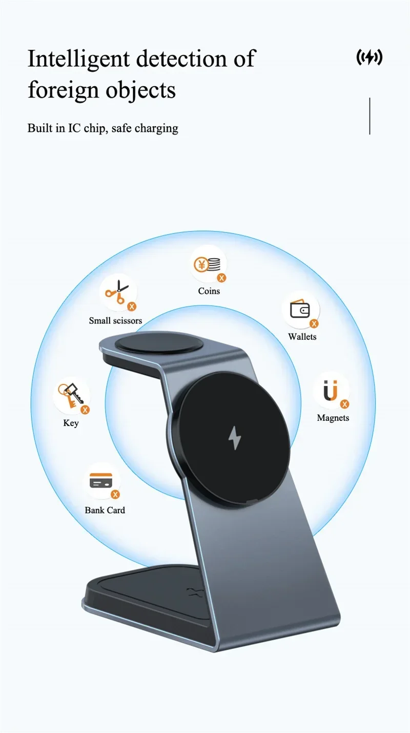 Aluminiumlegierung 3-in-1 Magnetisches Kabelloses Ladegerät Schnelle Ladestation für iPhone 16 15 14 13 Pro Max Apple Watch Airpods – Detail 9