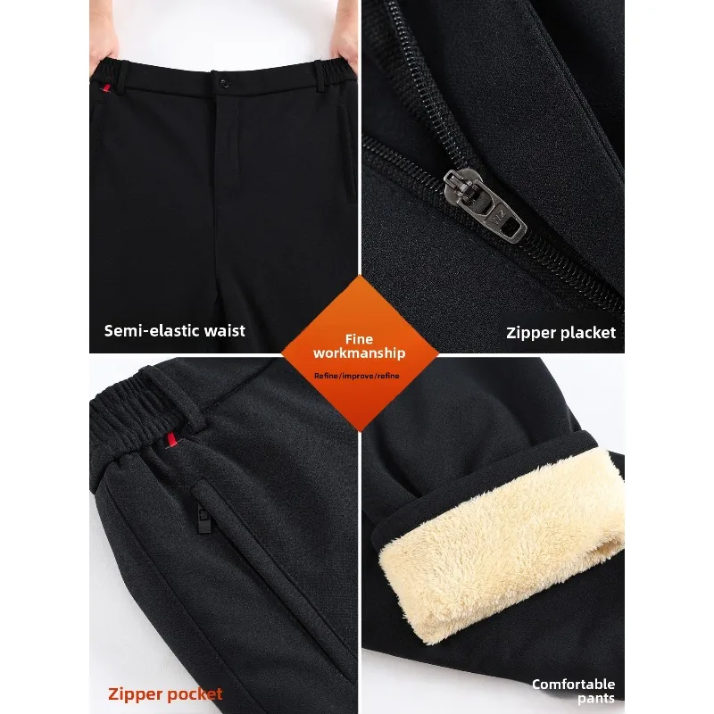 الشتاء السراويل الحرارية الرجال الوزن الثقيل صوف مبطن السراويل الطقس البارد سهلة على قبالة الدافئة في الهواء الطلق المسنين كبار الأب الراحة