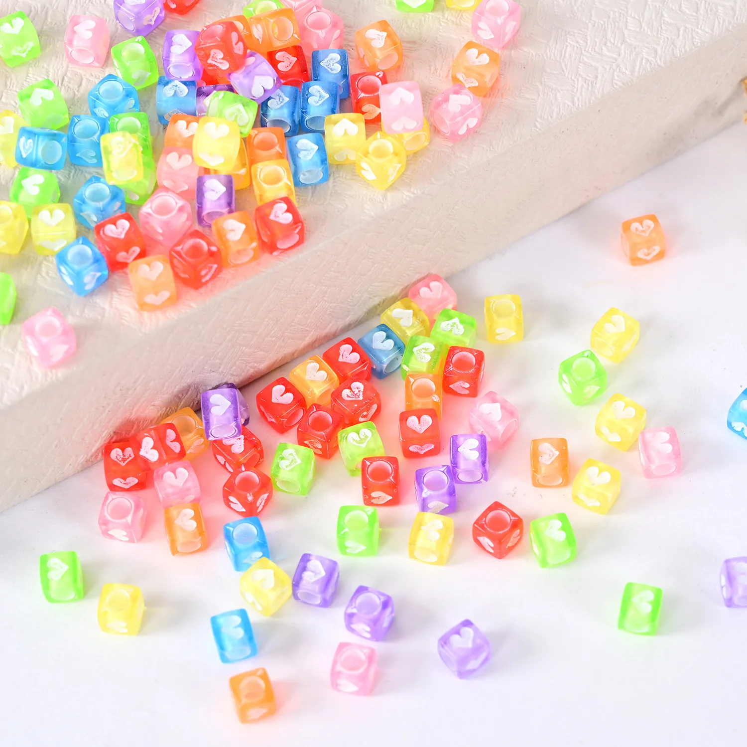 Transparent Beads Colorful Acrylic Square Letter Beads 6mm 2600pcs DIY Homemade Necklace Bracelet Jewelry Accessories Bead Whole