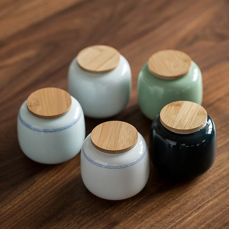 Tea Cans Household Airtight Cans Ceramic Retro Mini Tea Cans Tea Storage Cans Japanese Travel Porcelain Cans Tea Accessories