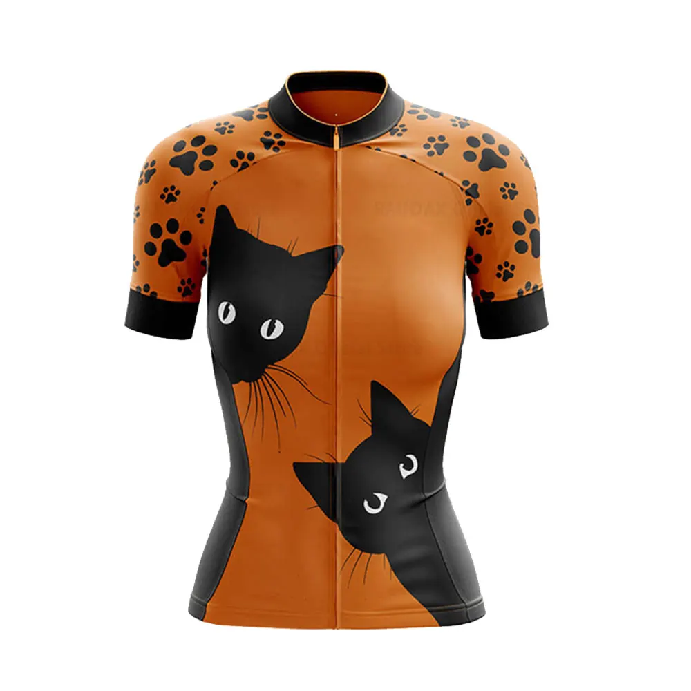 Cat Lady Women Cycling Jersey 2024 Summer Short Sleeves Bike Jersey Breathable Mountain Bicycle Ride Tops Road Bike Sport Shirts