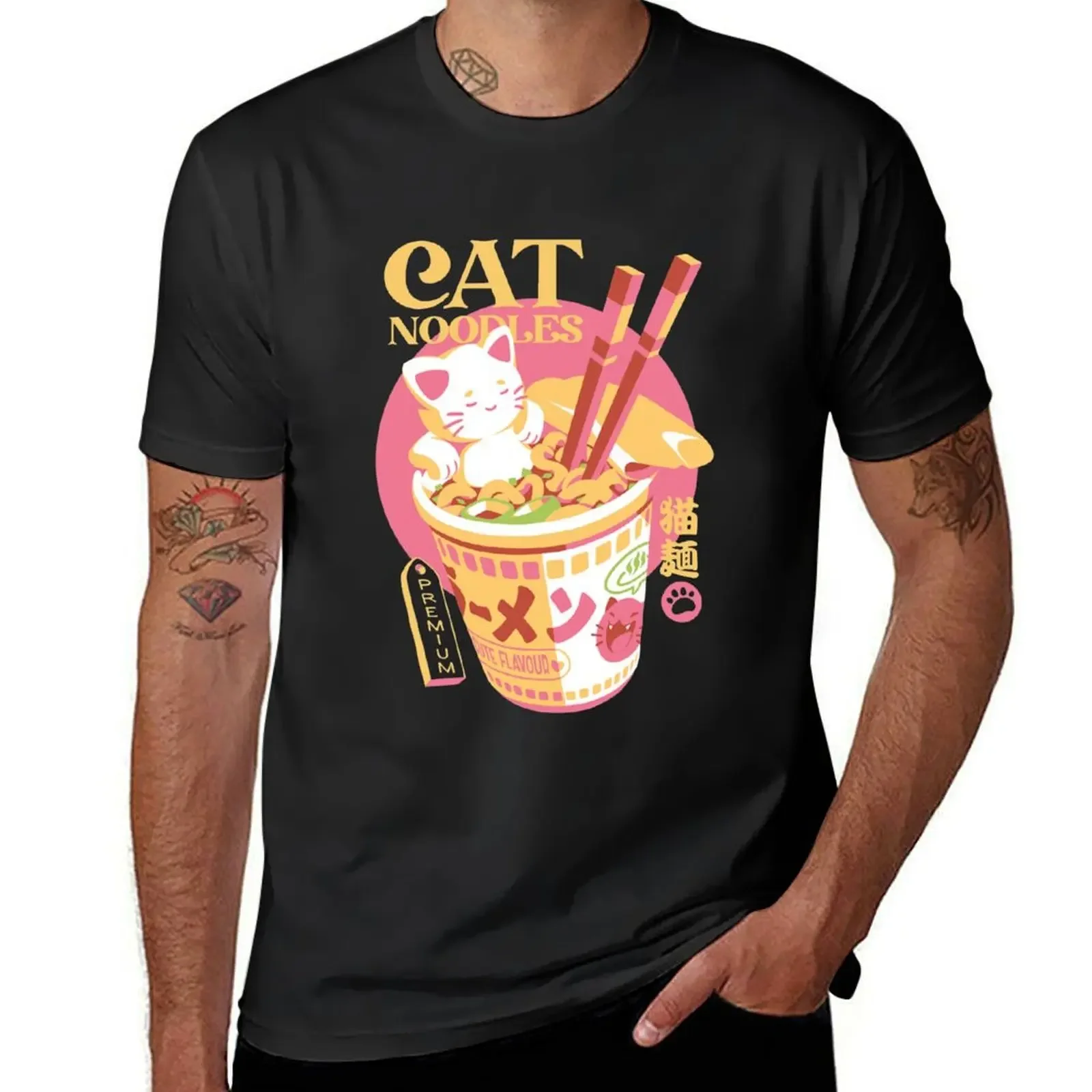 Cat Noodles T-Shirt summer clothes Aesthetic clothing vintage anime shirt t shirts for men graphic