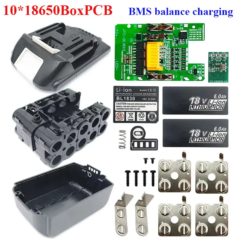 For Makita 18V BL1830B Li-ion Battery Case BMS Balance Charging Protection Circuit Board PCBA Shell Boxs BL1860 Housings Sticker