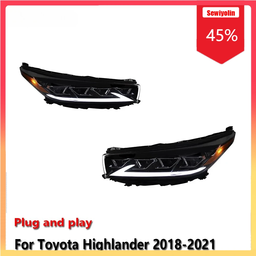 

Car LED Headlight Automobile Parts For Toyota Highlander 2018-2021 Fog DRL Brake Turn Signal Lamp Plug and Play