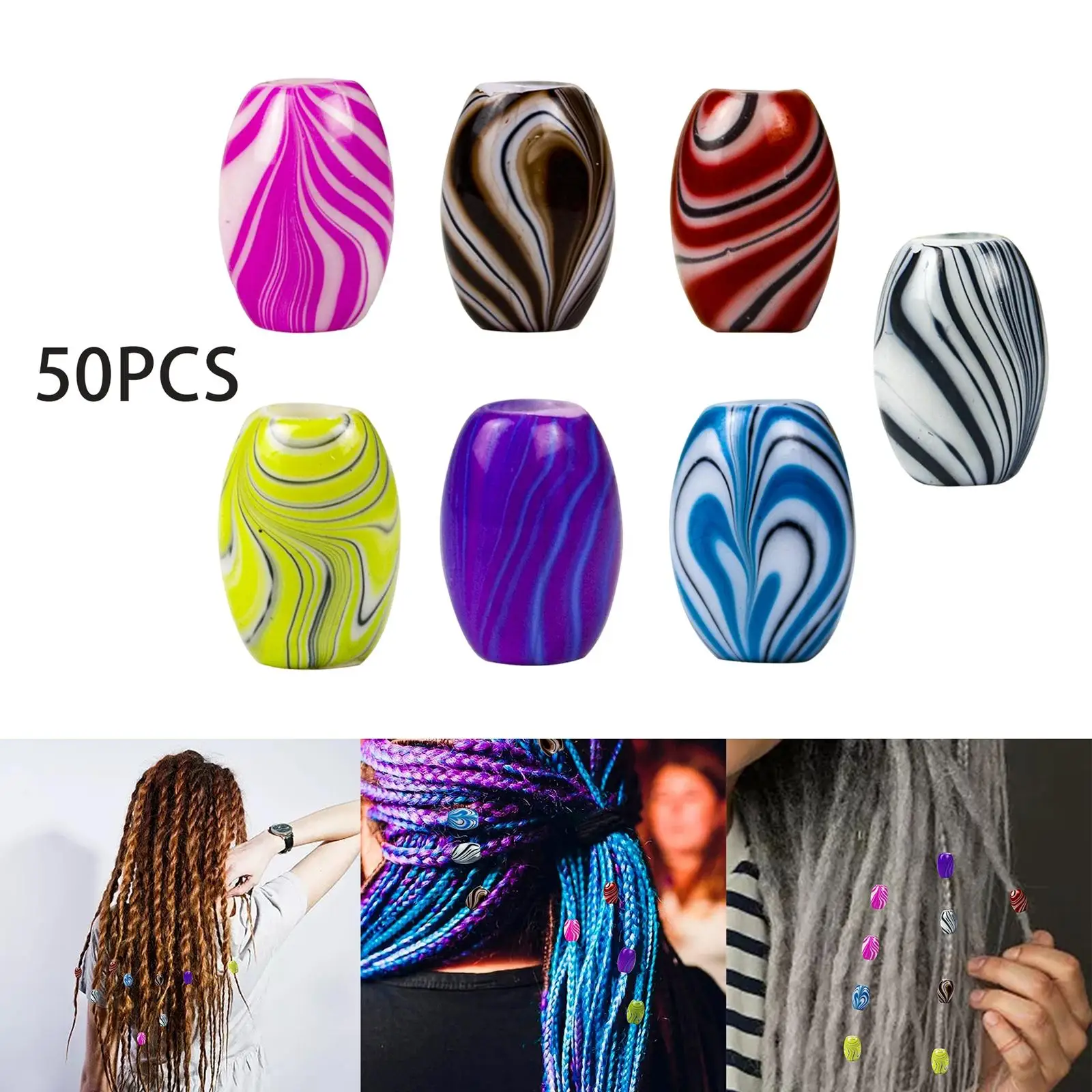 50 Pieces Hair Braid Bead Popular Braiding Hair Rings Fashionable Hair Dreadlocks Accessories for Accessory Men