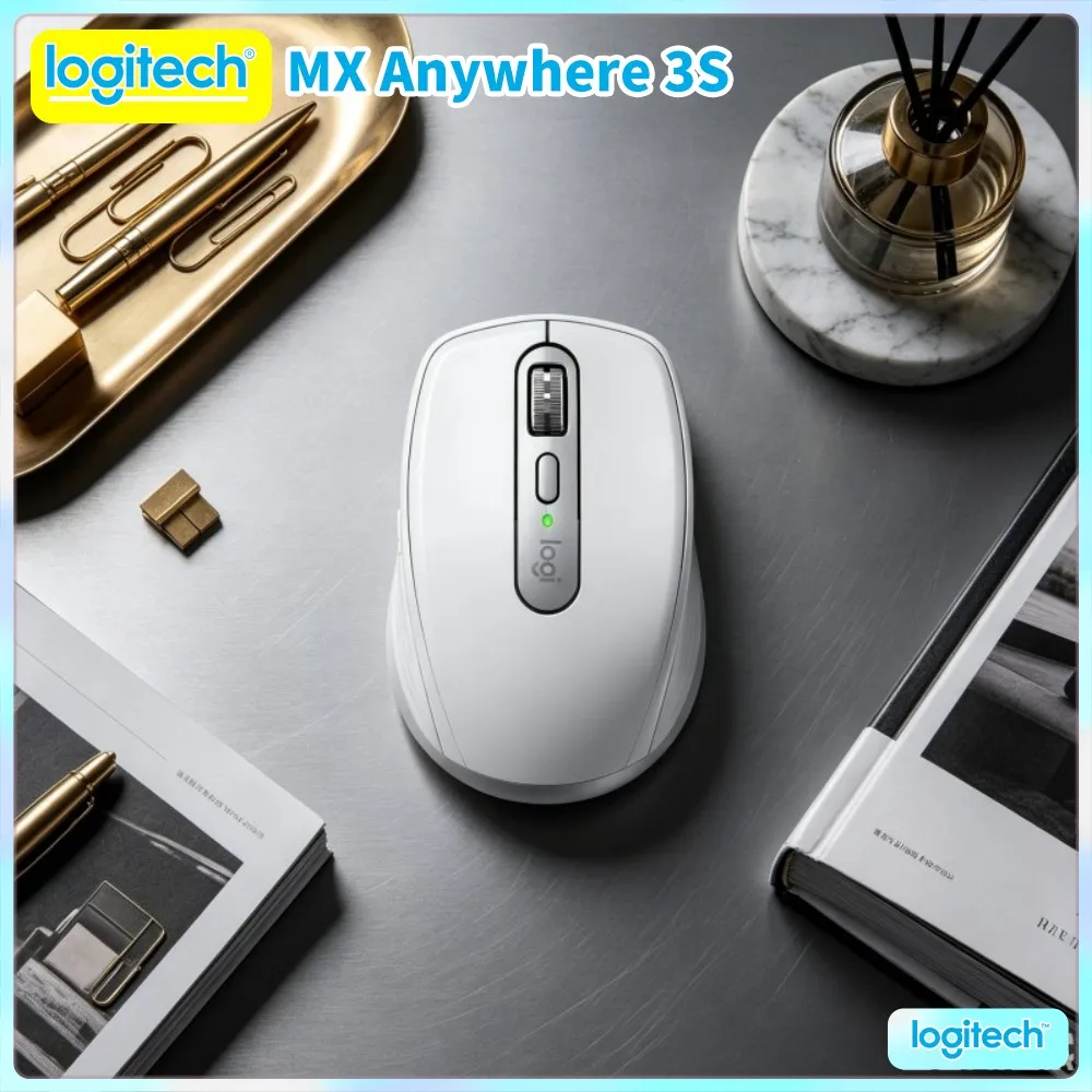 Logitech MX Anywhere 3S Wireless Mouse - 8K DPI Darkfield, Magspeed Scroll, Silent Click, Office Use For Solo Work