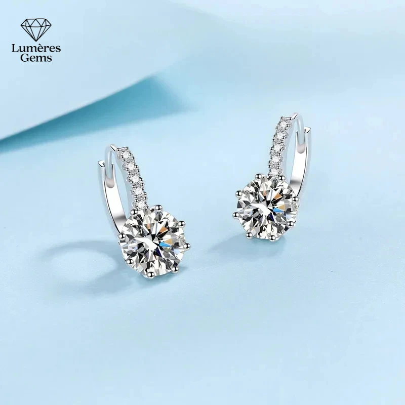 

Роскошные платиновые блестящие свадебные ювелирные изделия PT950 2CT D Цвет Vvs1 Серьги-кольца с муассанитом для женщин и семейной праздничной одежды