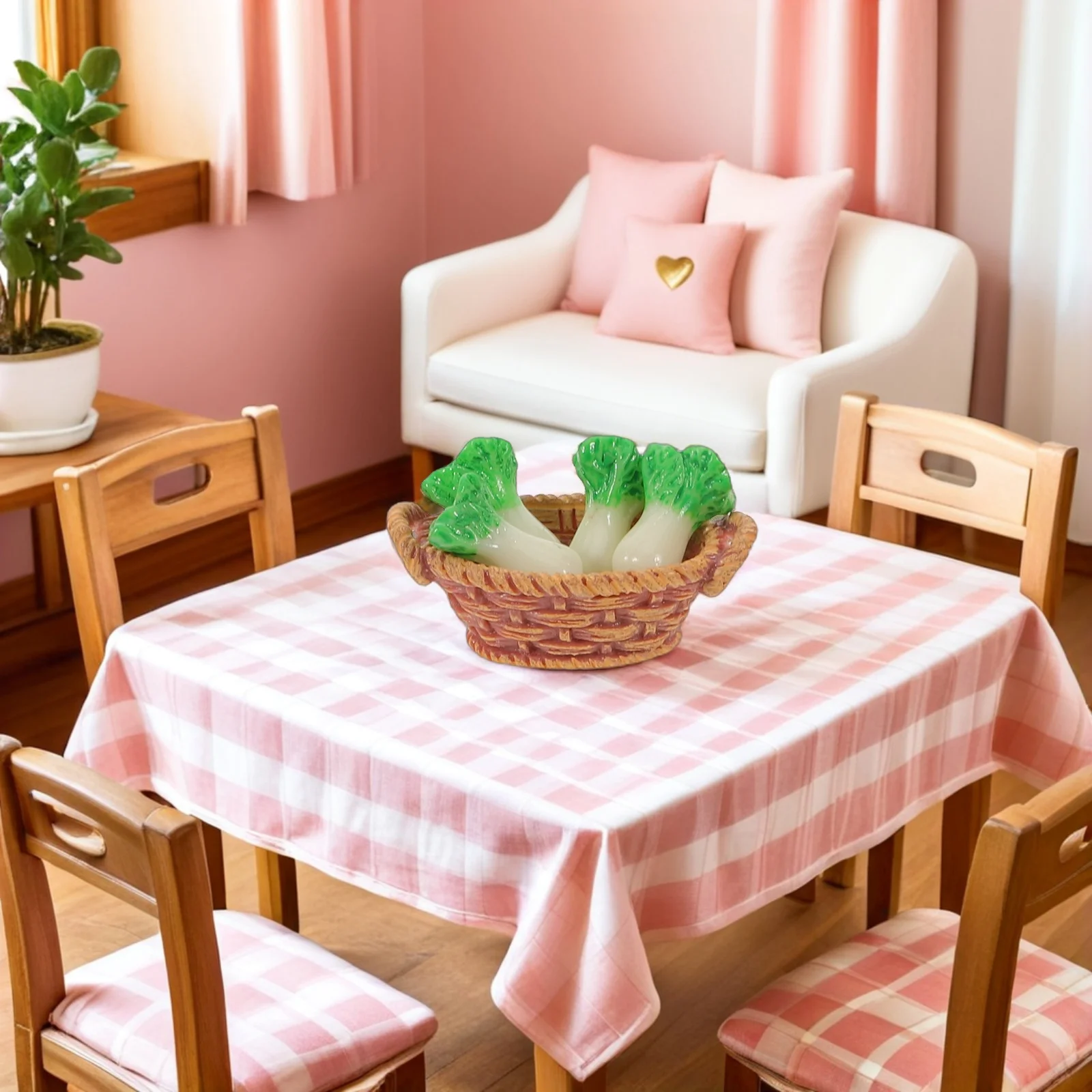 4 stuks poppenhuis groentemand miniatuur speelvoedselset realistische mini keuken scène decoratie voor boodschappen display hars