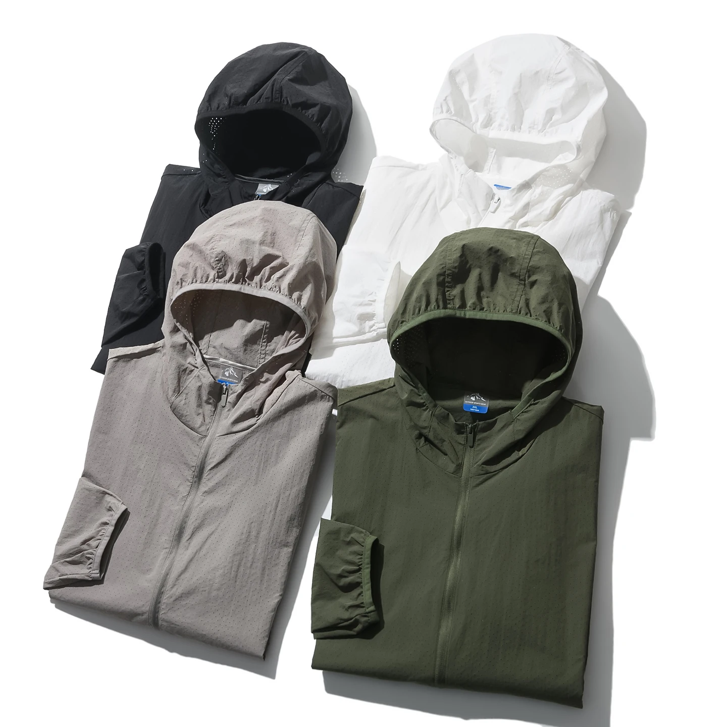 Lightweight Breathable Men's Outdoor Jacket UV Protection Ice Sensation Full Laser Drill Hole Design Standard Fit Nylon Fabric