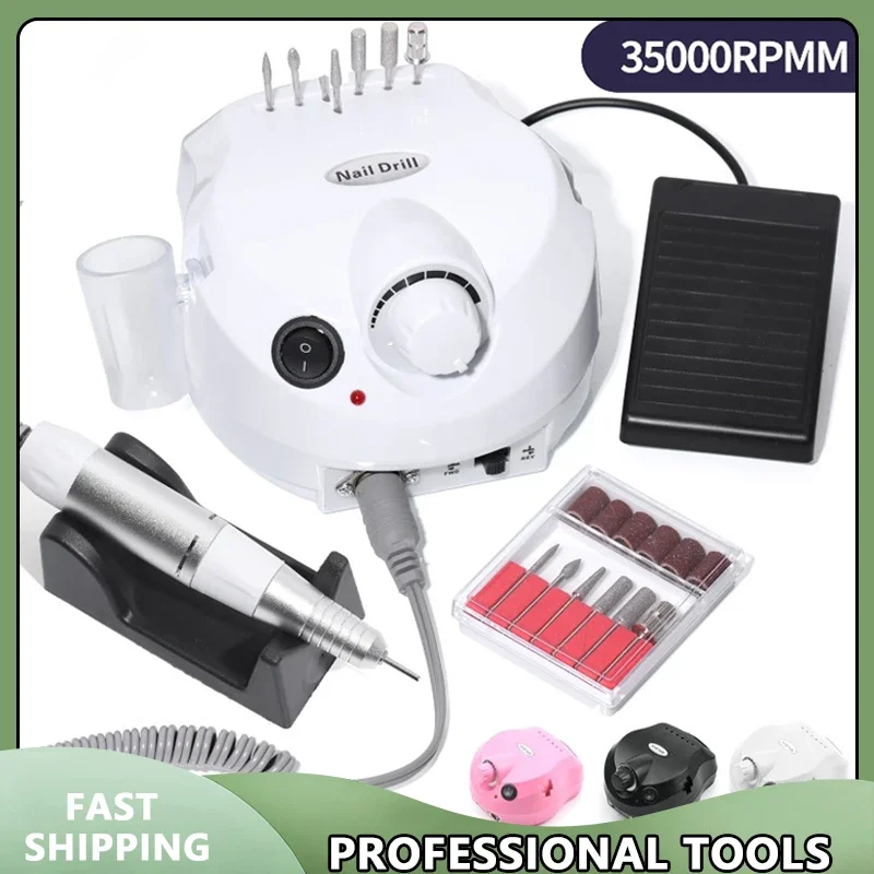 

35000RPM Electric Nail Drill Machine Cutter Set Nail Gel Polisher Nail Tools Salon Equipment Strong Polishing Tool Nail File Kit