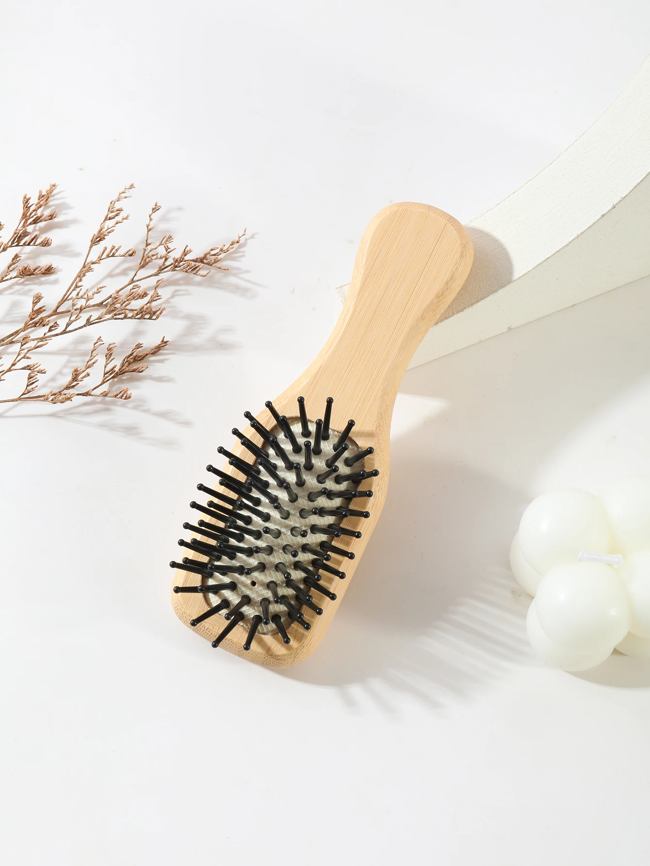 Bamboo and wood hair brush, portable mini air cushion comb, massage comb, anti-static, special for real hair wigs