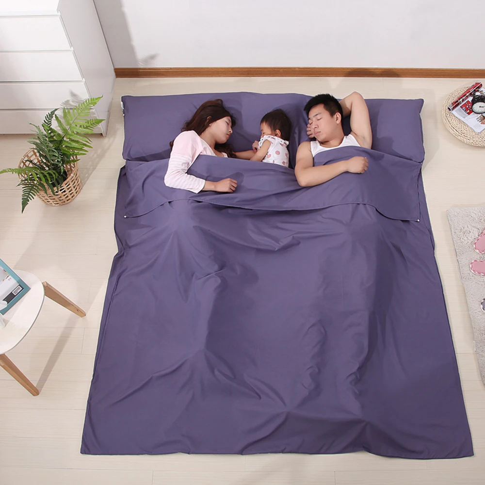Saco de dormir ligero con forro para varias personas, Sábana portátil para acampar al aire libre, Hotel y viaje, 115cm x 210cm