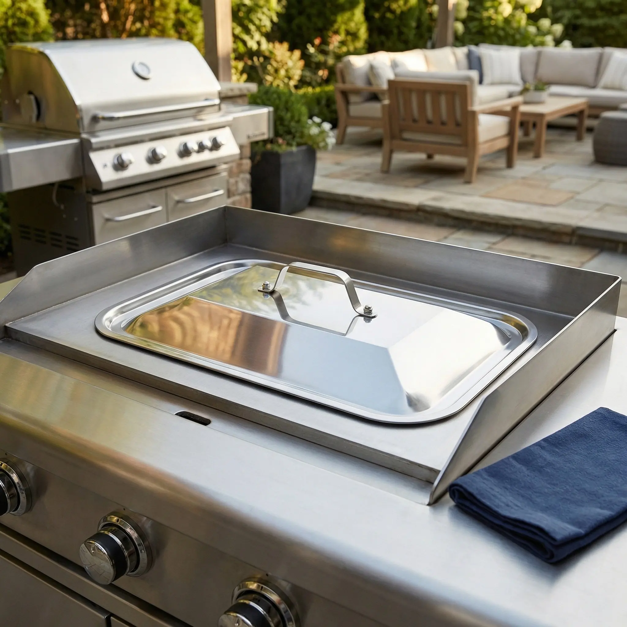 2Pcs Stainless Steel Baking Tray Lid Deep Rectangular Pan Cover for Bbq Fish Roasting Griddle Dome Commercial Serving Pan Lid