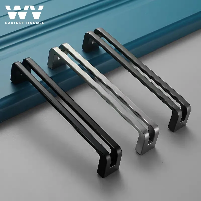 YM Kitchen Cabinet Storage Handles Cupboard Dressers Closet Door Pulls Drawer Knobs Black Gray 96mm-160mm Furniture Hardware