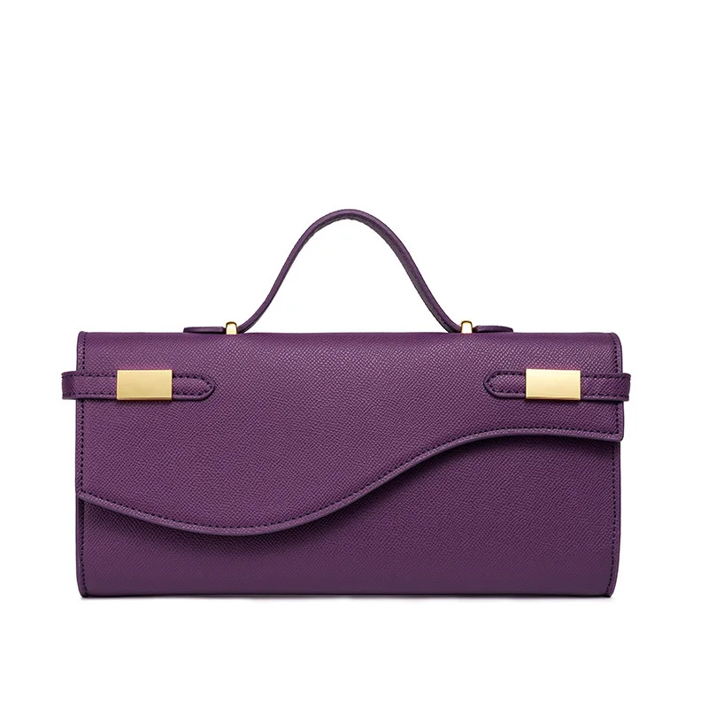 حقيبة يد نسائية طويلة جديدة لعام 2025 مع حقيبة كتف بقفل قلاب وحقيبة يد جلدية #2