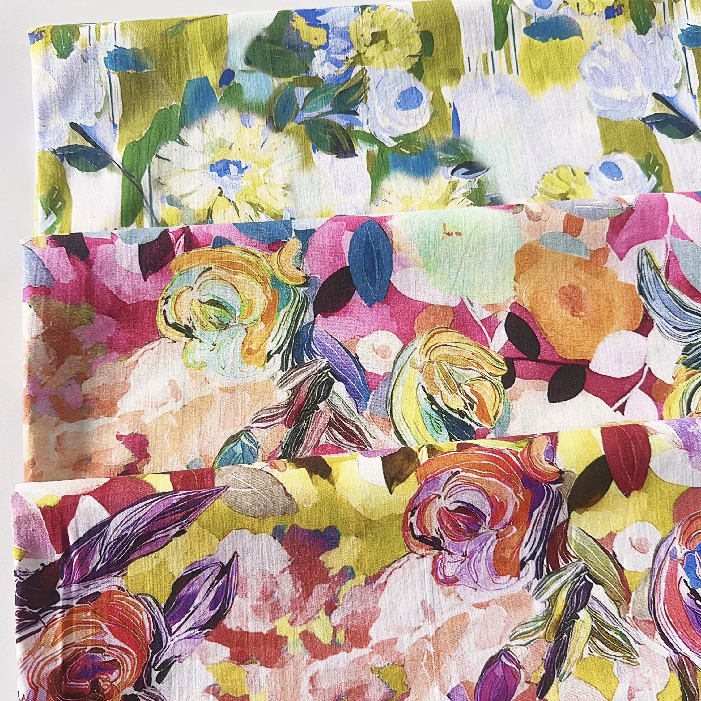 100% Cotton Poplin Fabric Abstract Watercolor Floral Print Soft Breathable for DIY Sewing Dress Shirt Blouse Home Decor