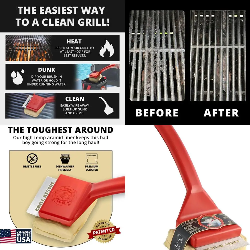 

Grill Cleaning Head Replacement - Durable BBQ Brush for Cast Iron & Stainless Steel Grates, No Bristles, Unique Barbecue Cleaner