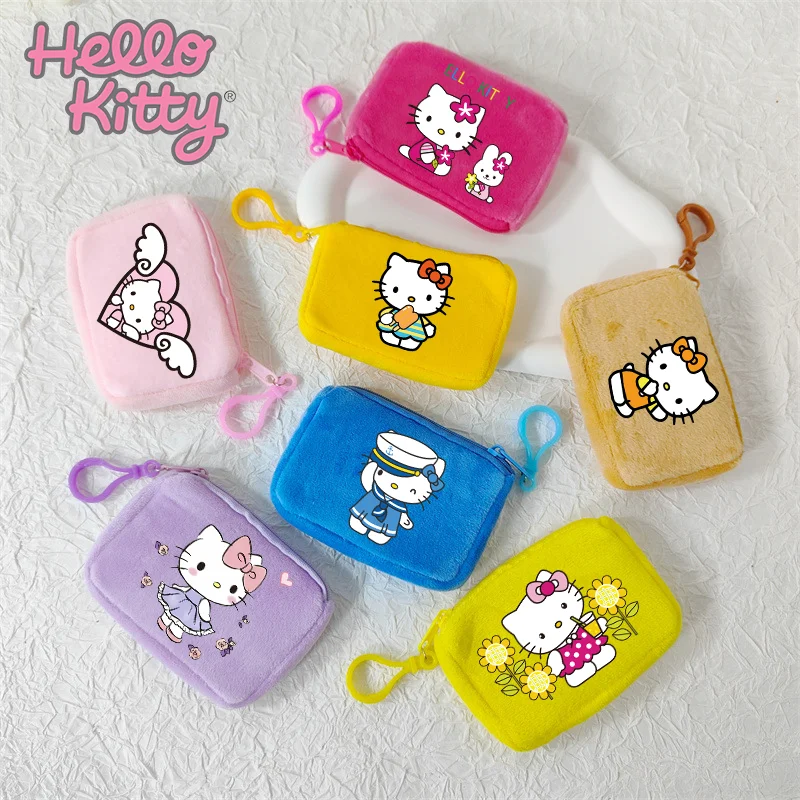 Hello Kitty Wallet Kawaii Cartoon Anime Mini Portable Key Coin Zipper Purse Girls Fashion Candy Storage Bag Birthday Party Gift