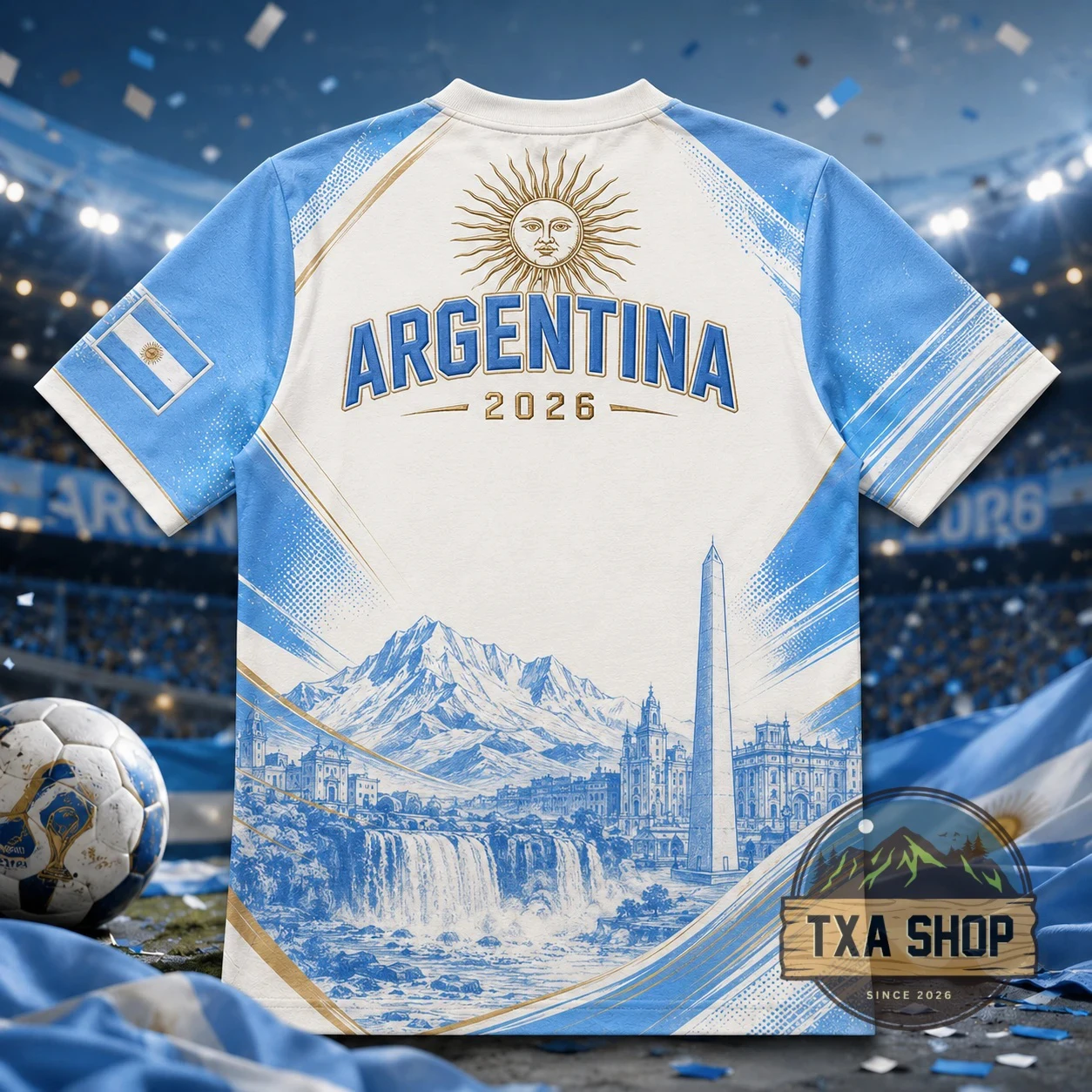 2026 Argentina Fan Commemorative Edition Adult Kids Casual Short-Sleeve T-Shirt Family Summer Breathable Quick-drying Soft Comfy
