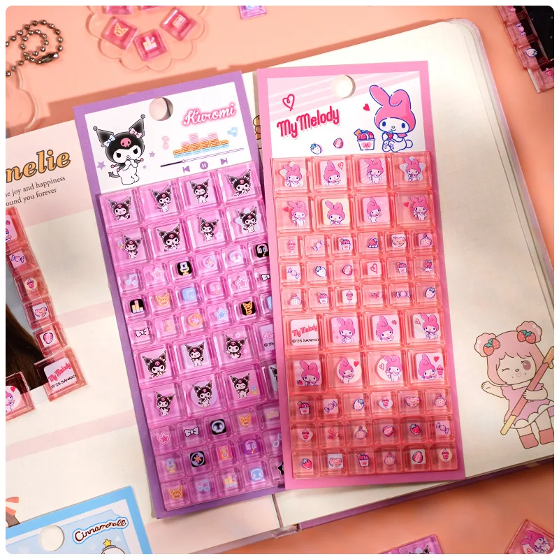 

4-20 шт. 3D-наклейки Hello Kitty, My Melody, Cinnamoroll, Kuromi, квадратные 3D-наклейки, 3D-кристаллические наклейки, сделано в Китае