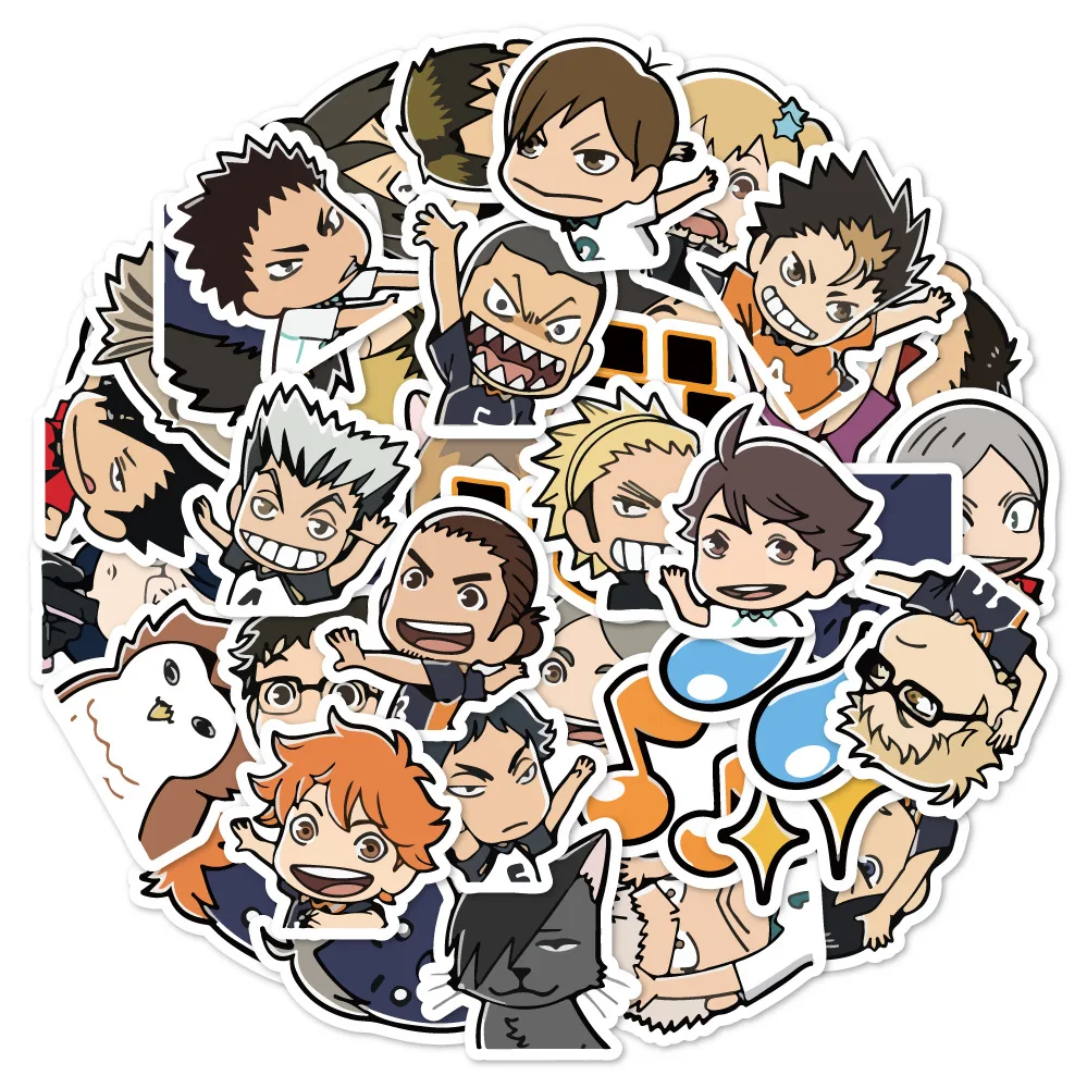 40Pcs Anime Haikyuu Stickers Cute Cartoon for Laptop Phone Guitar Diary Car Notebook Scrapbook Decoration Stickers Kid Toy