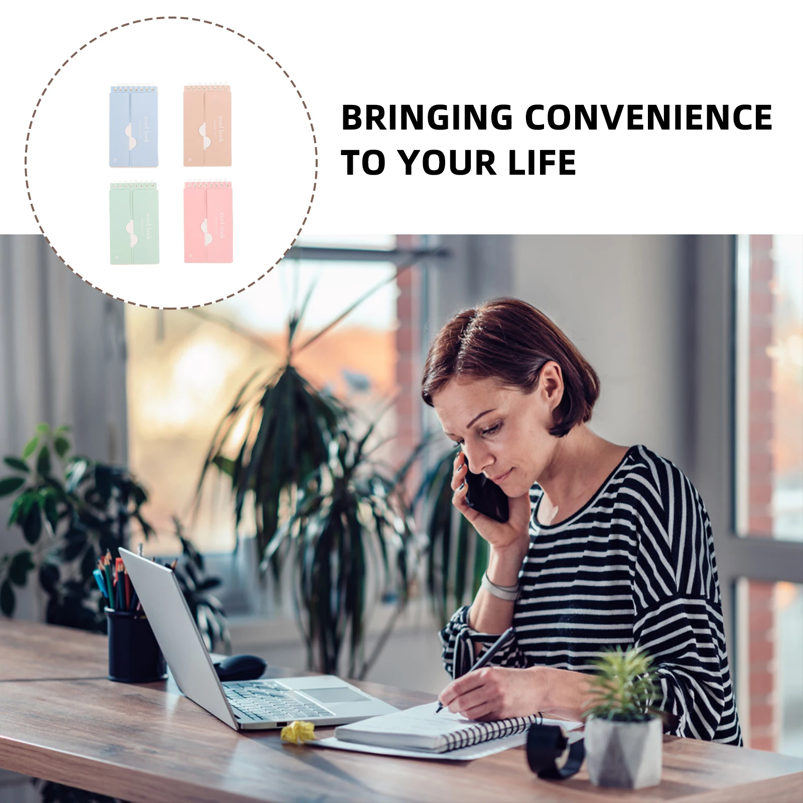 4개 다양한 색상의 메모장 색인 및 플래시 카드용 휴대용 메모장 학생 및 사무실 사용을 위한 완벽한 선물