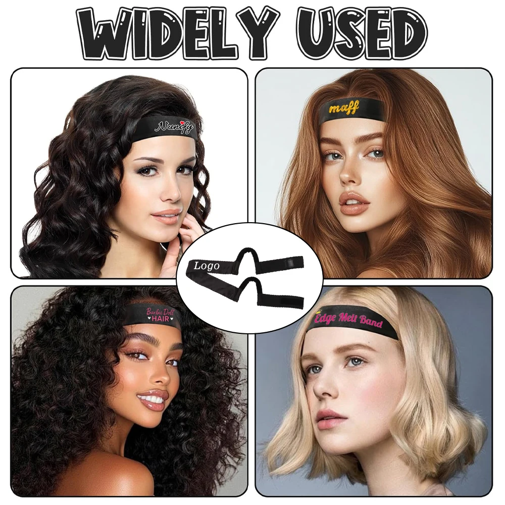 30 pçs novo material de cetim peruca elástica com proteção de orelha logotipo indolor faixa de fusão de renda para senhor bordas peruca ferramentas de estilo