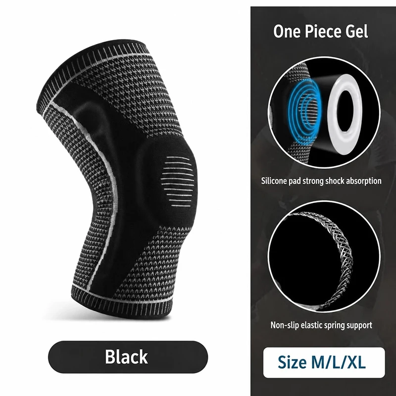1Pair Knee Pads 360-degree Knee Support Flexible Fabric Comfortable And Non-slip For Running, Basketball, And Weightlifting