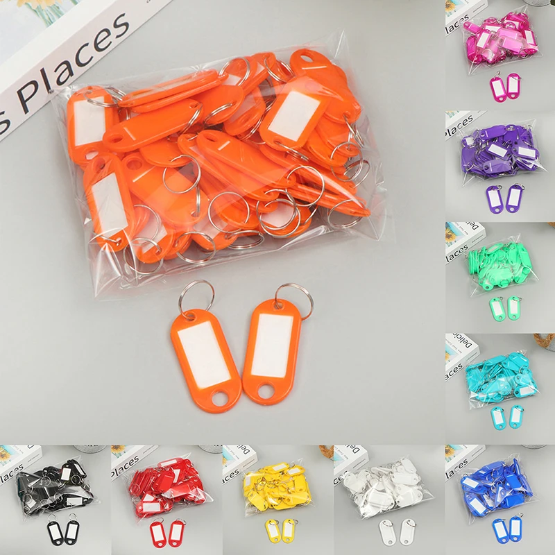 S 30PCS New Tough Plastic Key Tags with Split Ring Label Window for DIY Key Chain Kit Numbered Name Baggage Luggage Tags
