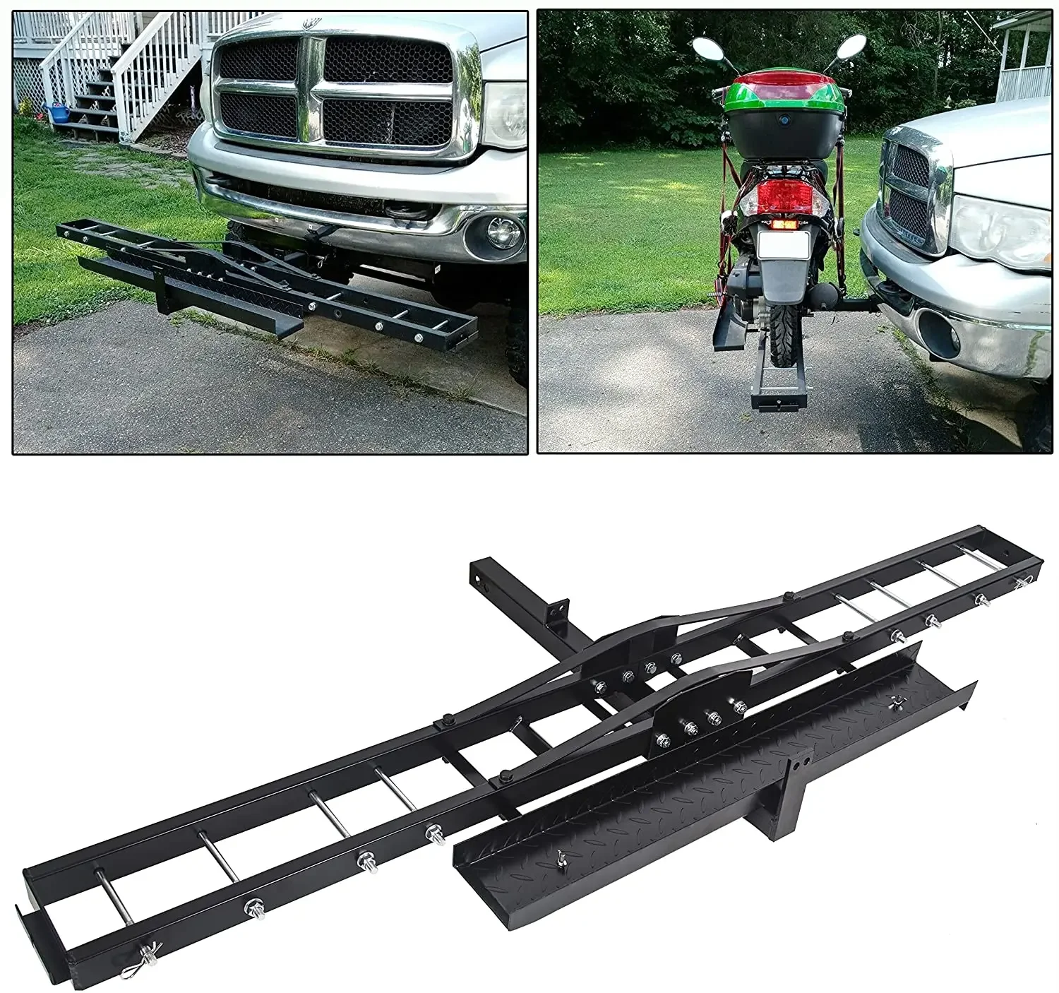 Anti-tilt Locking Device 500LBS Steel Motorcycle Scooter Carrier Hauler Hitch Mount Rack
