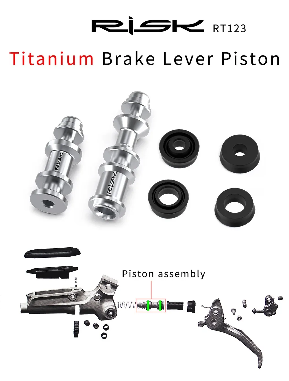 RISK Bike Titanium Bremshebel-Kolben-Reparatur-Kit für SRAM AVID Guide R RE RS RSC DB5 Level T TL – Detail 1