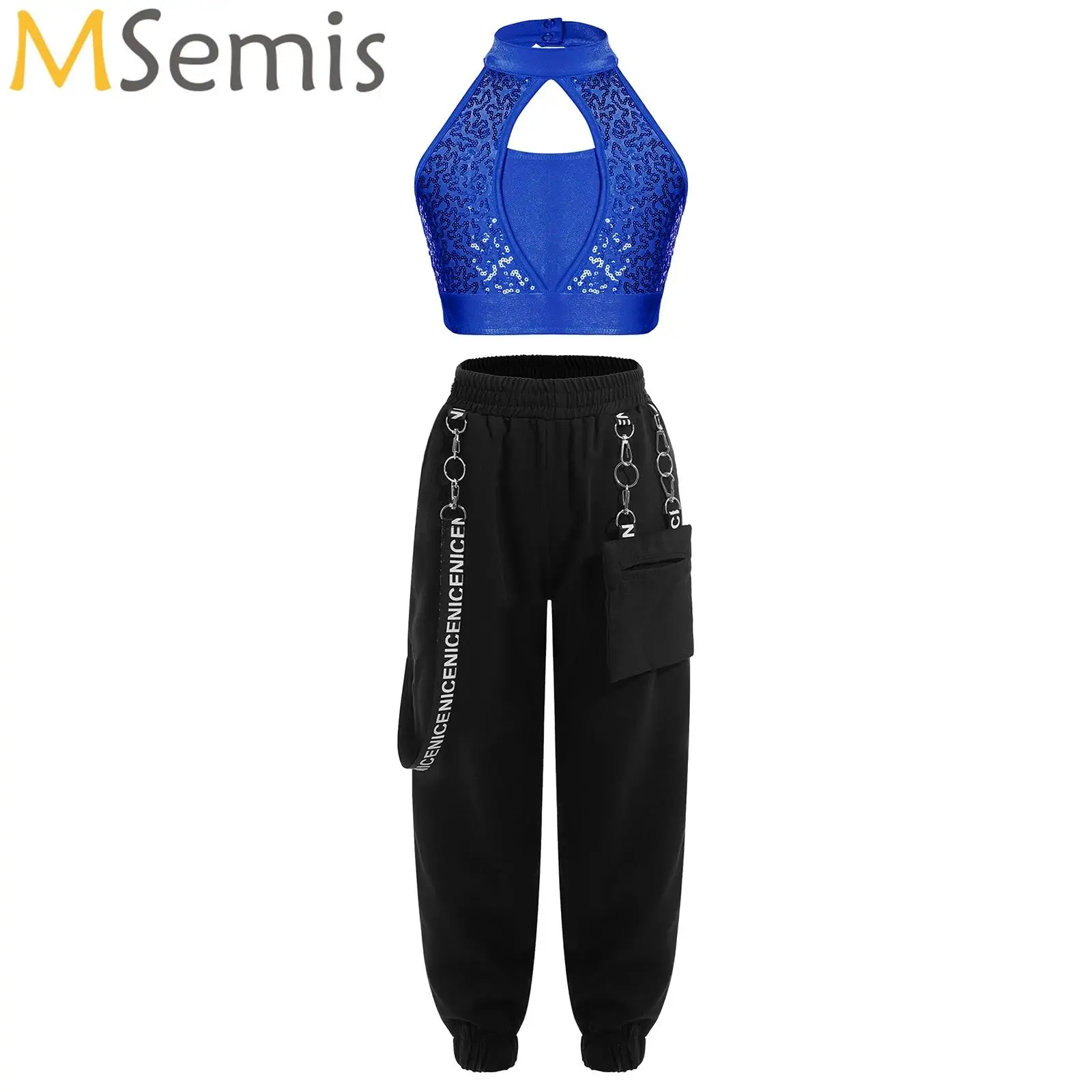 

Sequin Jazz Dance Clothes Set Fashion Girls Hip Hop Costume Cropped Suit Kpop Performance Outfit Catwalk Stage Clothing