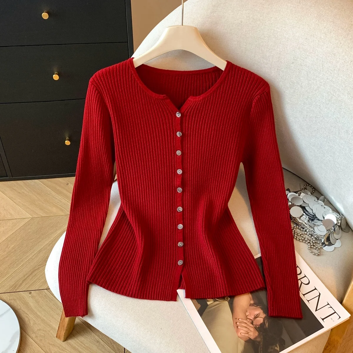 

Korean Design Knitted Slim Fit Pure Color Faionable Base irt Women's Autumn Winter New Sle Soft Nylon Casual Top
