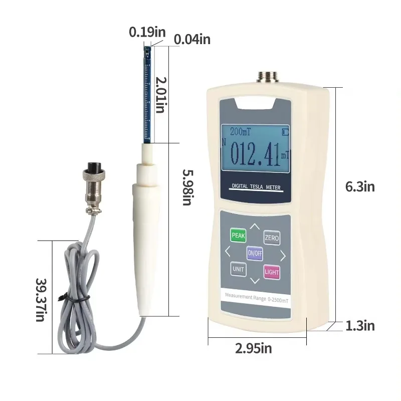 Digital Tesla Meter 200mT/2000mT Gaussmeter High Accuracy Sensitive Surface Magnetic Field Tester Standard Radial Hall Probe