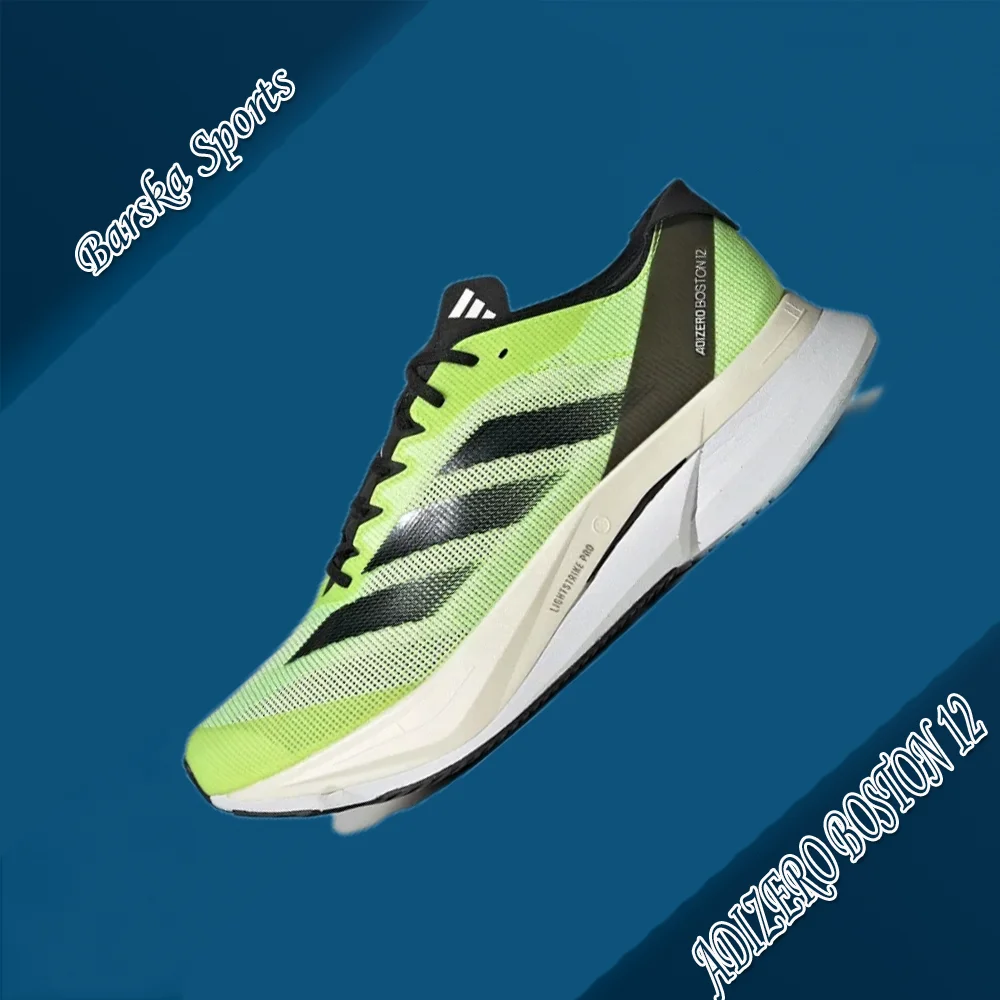 Adidas ADIZERO BOSTON 12 Zapatillas de deporte para hombre y mujer Transpirable Absorción de impactos Antideslizante Zapatillas para correr Maratón Amarillo Negro