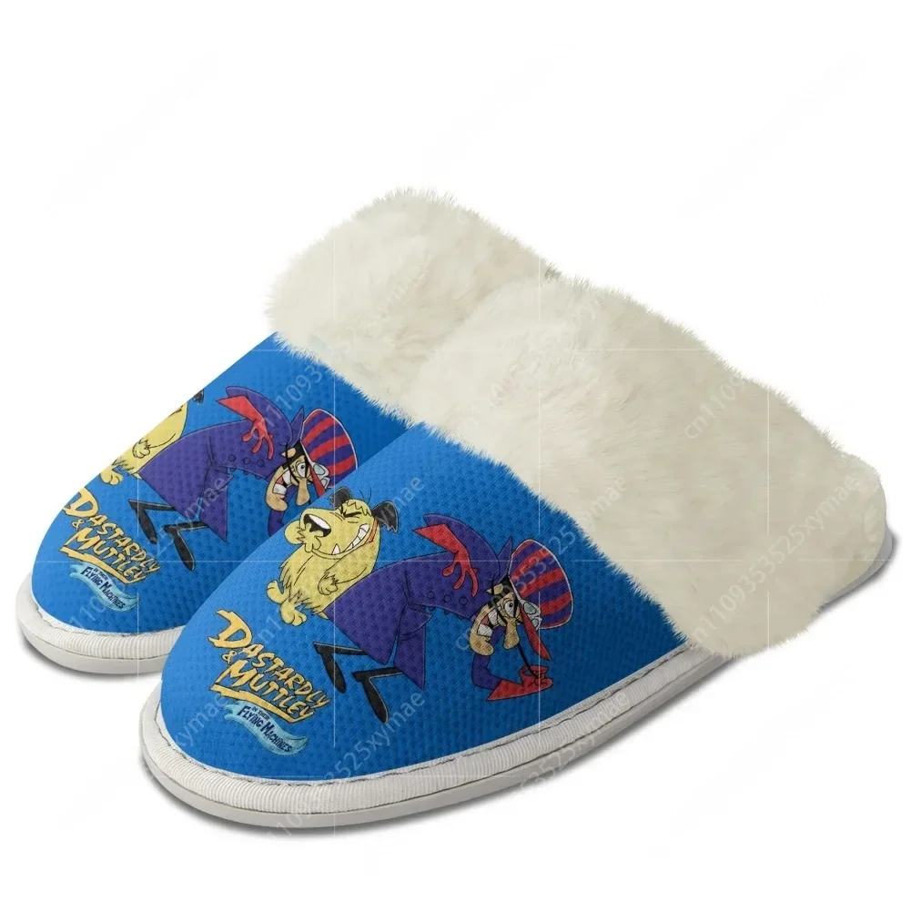 Races Anime Cartoon Wacky Muttley Dick Dastardly Plush Slippers Keep Warm Shoe Men Womens Home Cotton Bedroom Customized Slipper