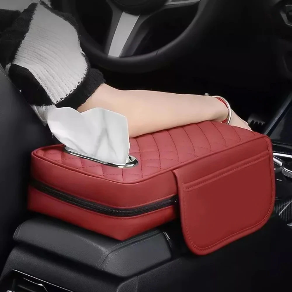 1pc Car Center Console Storage Box Cushion Memory Foam Armrest Height Pad Arm Rest Protection Mat with Tissue Organizer Pocket